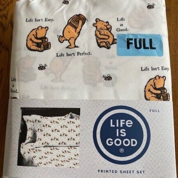 NEW Winnie the Pooh Bedding FULL Set LIFE IS GOOD Vintage Style Honey Pot Bees